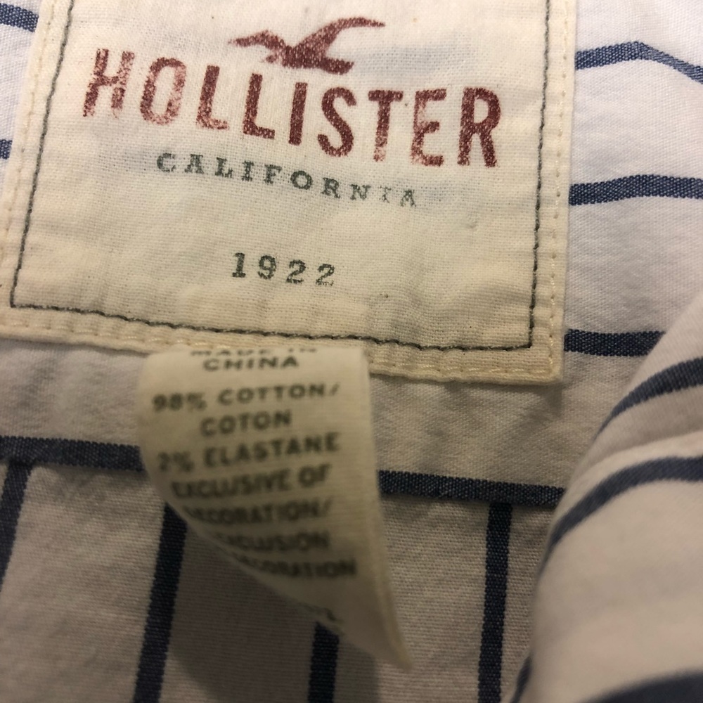 Hollister White Navy Striped Long Sleeved Shirt - Picture 6 of 7